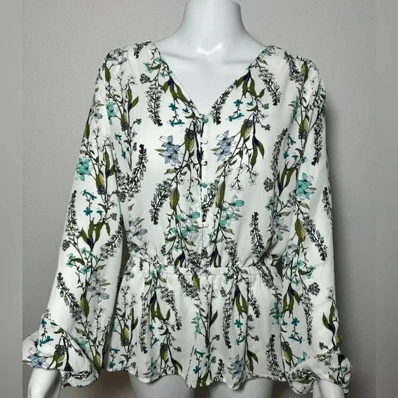 NWT Worthington Floral Peplum Top - Picture 1 of 11
